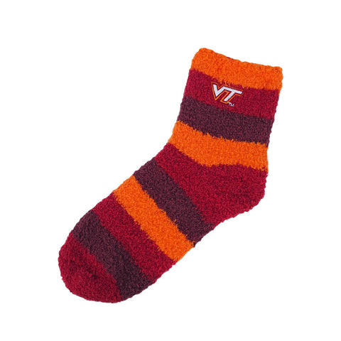 Virginia Tech Fuzzy Striped Short Socks