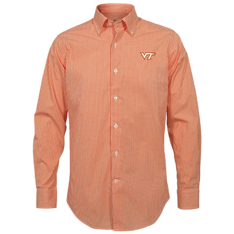 Virginia Tech Men's Woven Performance Long-Sleeved Dress Shirt: Orange by Horn Legend