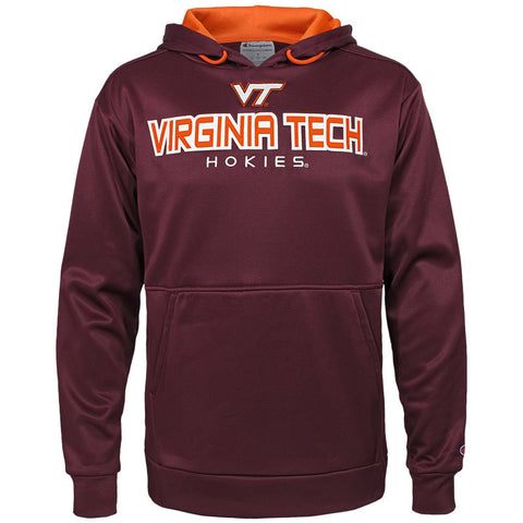 Virginia Tech Men's Athletic Poly Hooded Sweatshirt: Maroon by Champion