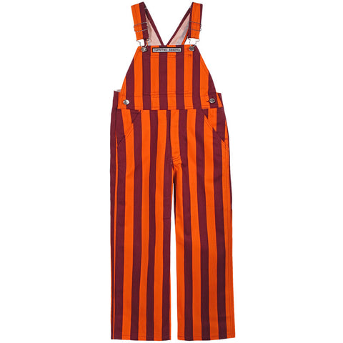 Maroon and Orange Youth Striped Overalls by Game Bibs