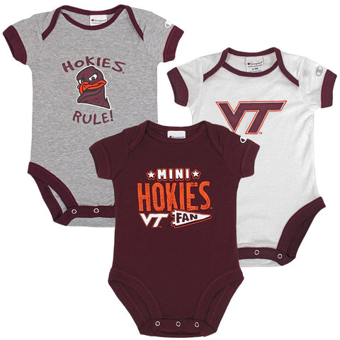 Virginia Tech Baby One-Piece by Champion: Pack of 3