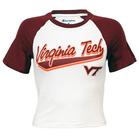 Virginia Tech Women's Cropped Raglan Baseball T-Shirt by Champion