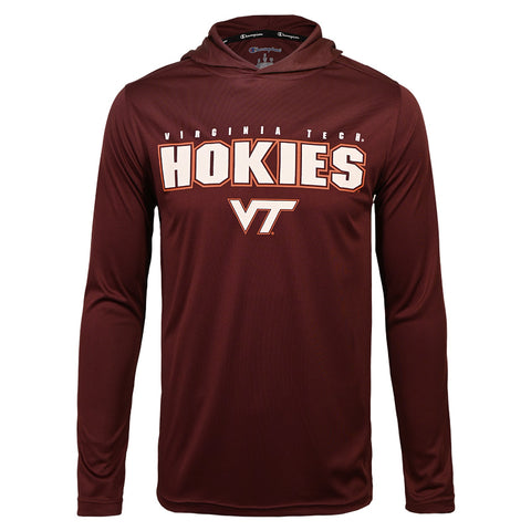 Virginia Tech Men's Hokies Impact Hooded Long-Sleeved T-Shirt: Maroon by Champion