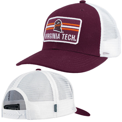 Virginia Tech Triple Striped Patch Trucker Hat: Maroon Legacy