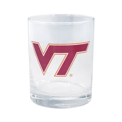 Virginia Tech Logo Rocks Glass