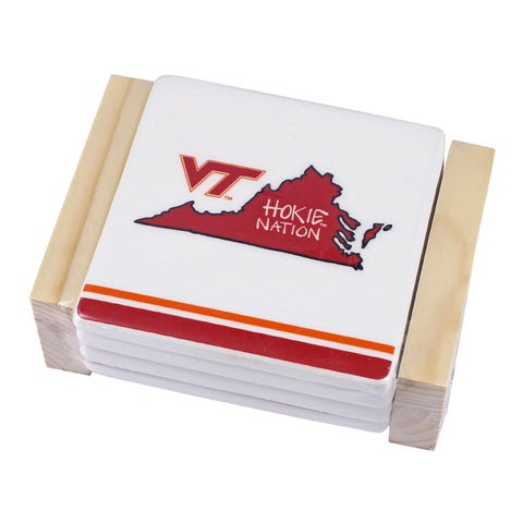 Virginia Tech Striped Ceramic Coaster Set