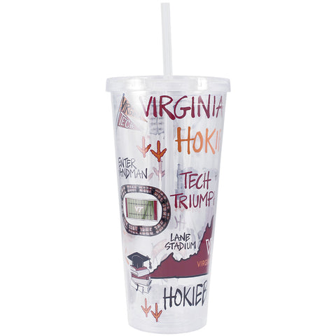 Virginia Tech Marks Tumbler with Straw