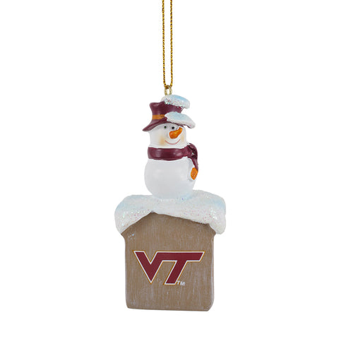 Virginia Tech Snowman on Chimney Ornament