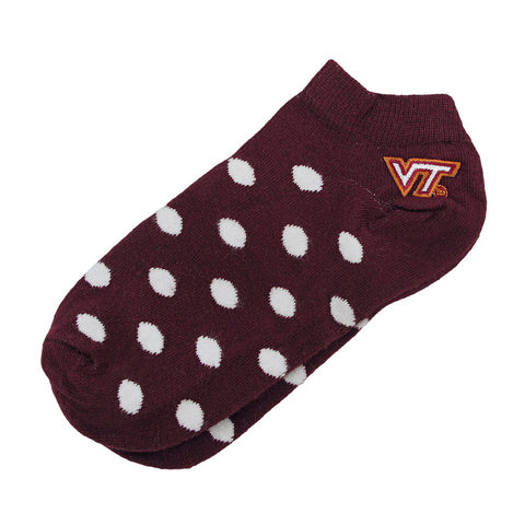 Virginia Tech Polka Dot No-Show Socks: White Dots
