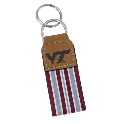 Virginia Tech Embossed Leather Keychain