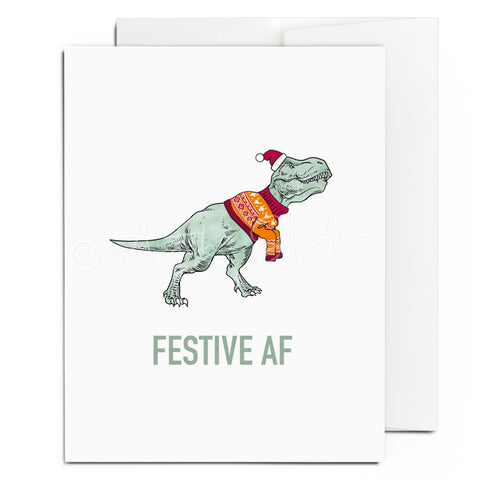 Festive T-Rex Card