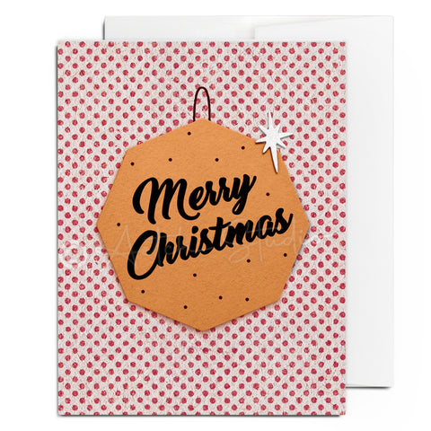 Retro Merry Christmas Ornament Card