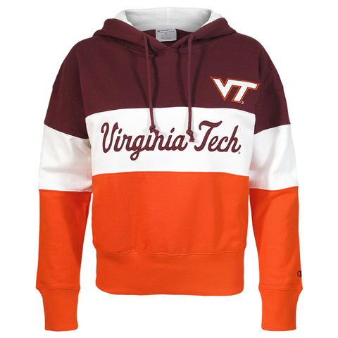 Virginia Tech Women's Super Fan Color Blocked Hooded Sweatshirt by Champion