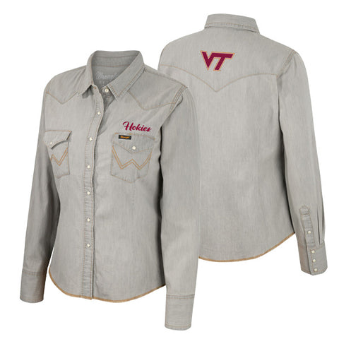 Virginia Tech Women's Western Long-Sleeved Snap Shirt by Wrangler